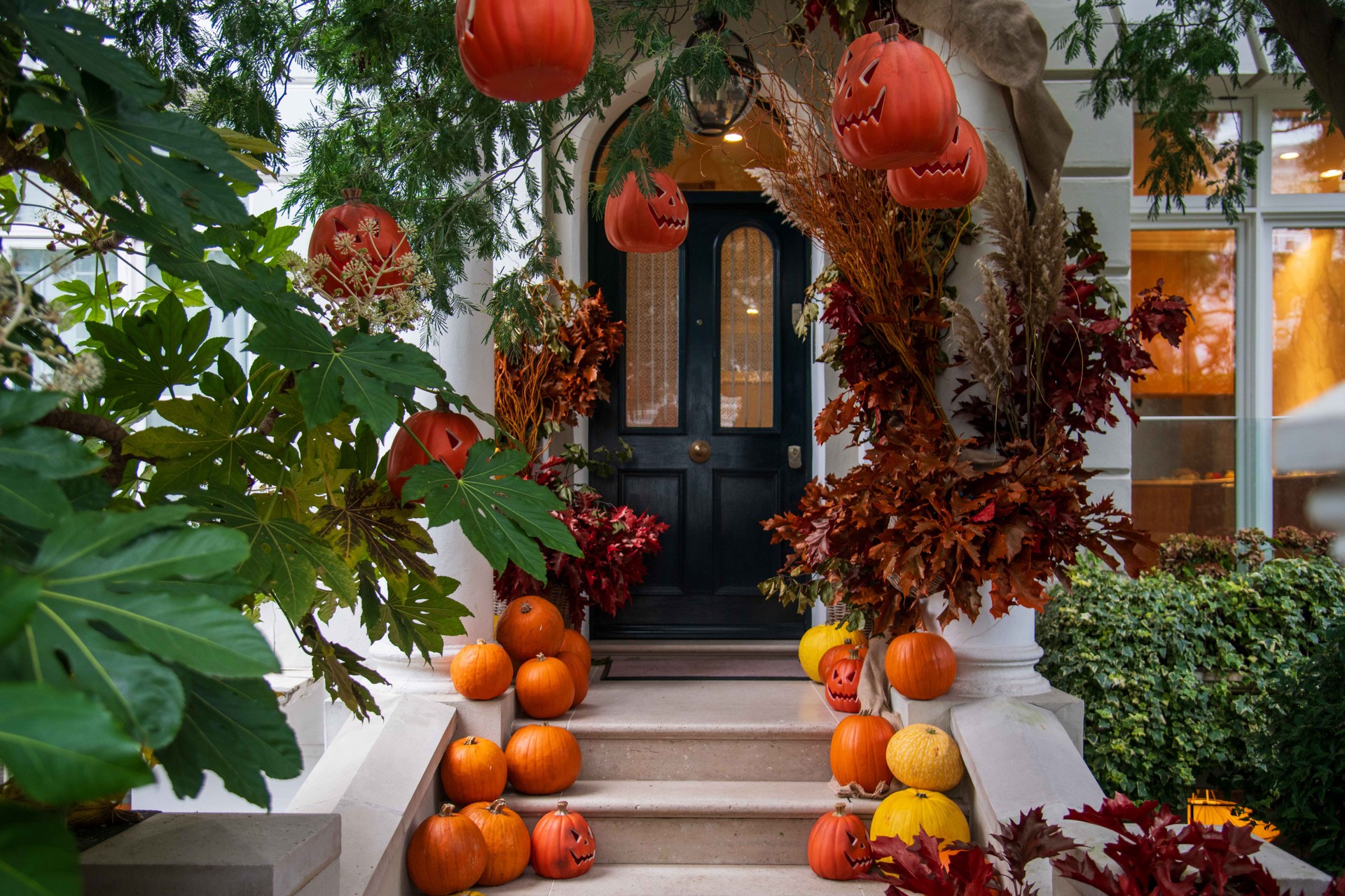 Halloween decorations outside a house in Notting Hill